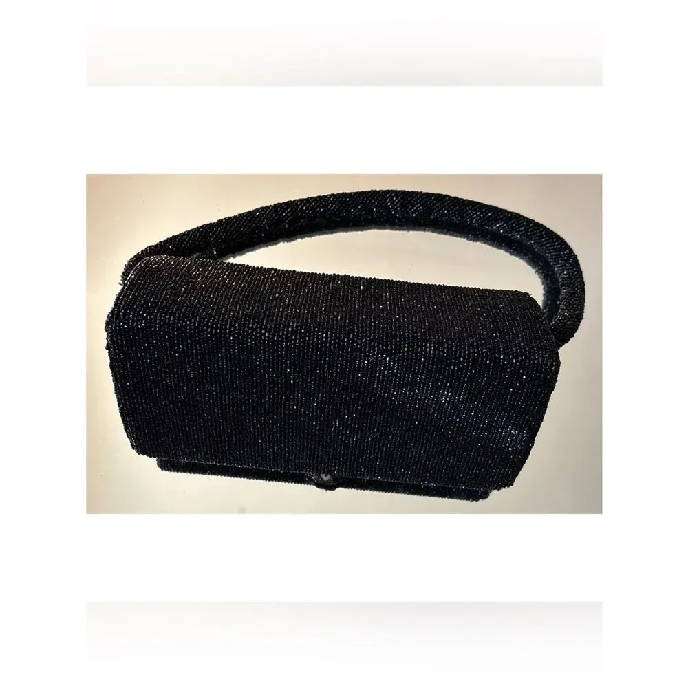 1950’s Delill Beaded Handbag Beaded Evening Clutch in Black ~ Stunning